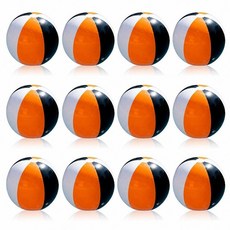 Vertintong 12 Pcs Halloween Pumpkin Beach Balls Inflatable Decoration 14 inches Plastic Jack O Lan, Beach Ball, Orange White Black