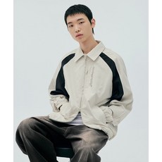 코드그라피 배색 테크 카라 숏 자켓_크림 334674