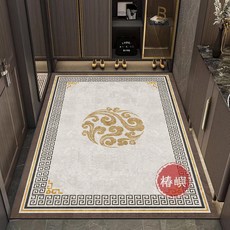 【椿嶼】中式入戶門地墊輕奢高級進門腳墊耐臟防滑玄關門墊客廳地毯可裁剪, 格調,60*90cm【tpr防滑底圈絨】, 1個