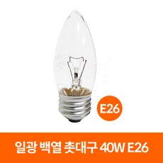 일광전구 일광 백열 촛대구 40W (220V), E26_전구색(노란빛), 1개