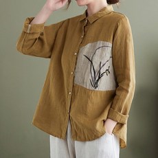 ORZQU 여름 여성 셔츠 패션 캐주얼 루즈핏 프린트 얇은 셔츠 상의