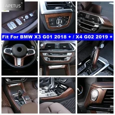 BMW X3 G01 18-22 X4 G02 19-22 우드 그레인 룩 기어 박스 에어컨 조명 컨트롤 패널 커버 호환, Model B