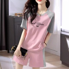 運動休閒短袖套裝，舒適透氣，適合夏天穿著