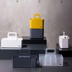 따뜻한잡화점 적층식 손잡이수납박스 칸막이박스 손잡이정리함, 일반-옐로우, 1개, 일반 옐로우