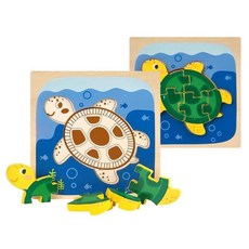 잡기쉬운 큰조각 거북이그림 아기퍼즐 모양찾기 스토리텔링 도형맞추기장난감 3세, 1개