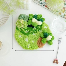 잔디 티코스터 만들기 펀치니들 패키지 집콕 취미 선물용, 이끼 컵받침 6, 1개