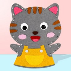 DIY手作手偶 動物手偶 兒童勞作 兒童手作 不織布DIY 不織布手作, 1個, 貓咪