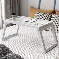 塑料折疊桌床上筆記本電腦桌臥室小飯桌宿捨懶人桌便攜寫作業桌子, 白色
