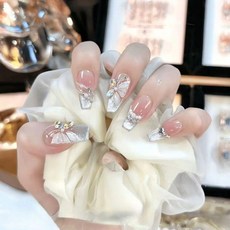 도쿄네일 10p 캣아이 버터플라이 핑크 누드톤 네일팁 파츠 수제 네일팁 탈착식 재사용 가능