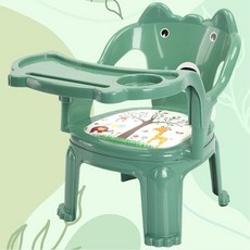兒童餐椅叫叫椅帶前置寶寶防摔兒童椅子兒童靠背椅小孩兒童座椅, 加厚【牛油綠】+餐盤