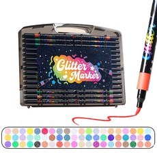 시스슈 슈퍼 섬광 플래시 마커펜 세트 초미세 글리터 그림낙서용, 1세트, 60색