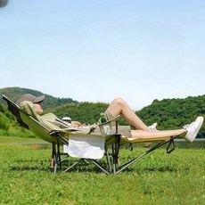다각도 조절 경량 접이식 침대 캠핑의자+수납가방, 베이지, 1개