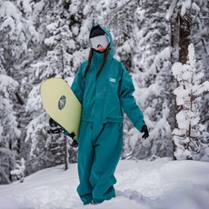 청록색 통스타일 원피스보드복 방수 우주복 스키복 스키장