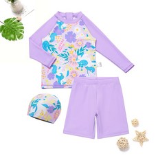 오르웨인 여아 플라워 스포티 키즈 래쉬가드 3종 세트