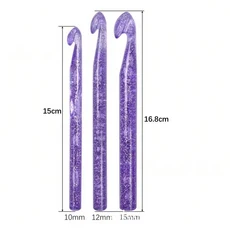 3개/세트 10 15mm 플라스틱 투명 보라색 크리스탈 코바늘 울 뜨개질 용품 DIY, 01 Purple