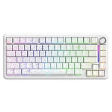 FREEWOLF F75 맞춤형 RGB 유무선 3모드 기계식 키보드, 제조사축, 가오터 실버 문축, 화이트 하이라인