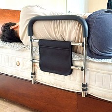 지티오비 노인 침대가드 침대안전가드 낙상방지 침대안전바, 스테인레스/블랙
