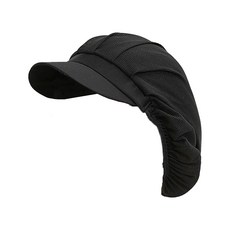 透氣網布廚房工作帽-全網 帽簷遮光 可調節鬆緊 時尚專業形象, 黑, 1個