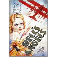 에어 헬스 엔젤스 빈티지 영화 포스터 – 1930년대 전쟁 아트 프린트 레트로 벽 장식 13x19인치, 7.5x11"