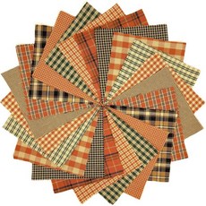 40 가을 스파이스 참 팩 5인치 프리컷 코튼 홈스펀 오렌지 호박 격자무늬 패브릭 스퀘어 by JCS, 5 Inches