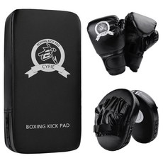Cyfie 복싱 세트 아동용 복싱 글러브 사각미트 권투 킥복싱 발차기 미트 어린이 생일 선물, 블랙, 1세트