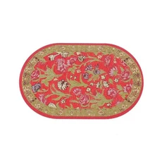 112 스케일 인형 집 카펫 놀이 장식 바닥 깔개 꽃 패턴 매트 액세서리, 1세트, red green-oval