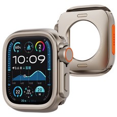 PZOZ 애플워치 호환 메탈 범퍼 케이스 S11/10/9/8/7/6/5/4 외관을 Ultra1/2/3 외관으로 바꿉니다, 티타늄골드, 1개