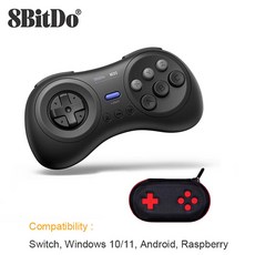 스위치 윈도우 안드 M30 블루투스 컨트롤러 SEGA의 클래식 게임을 위한 6버튼 레이아웃, 1PCS, Bla with Bag