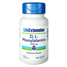 LIFE EXTENSION D&L苯丙氨酸素食膠囊 500mg, 100顆, 1罐