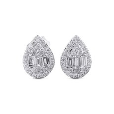 LB 익스클루시브 중고 14K 화이트 골드 다이아몬드 클러스터 이어링