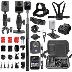 DJI Osmo 360용 펠킹 액세서리 키트 마운트 43인치 셀카봉 마그네틱 백팩 벨트 등 케이스 2개의 핸들바 휴대용 마운트 클램프 스트랩 가슴 어댑터 금속 1/4인