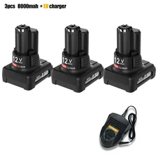 보쉬 BAT420 배터리 12V 8000mAh충전식 BAT412A BAT413A D-70745Gop용 2607336013 2607336014 공구 배터, 01 CHINA, 09 3pcs 8.0 and 3a