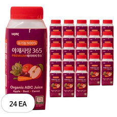 비락 유기농100% 야채사랑 365 ABC 주스, 180ml, 24개