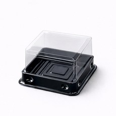 100P 세트 투명 사각 화과자 월병 떡 두쫀쿠 포장 용기 PET 케이스, 100개, 소형 블랙