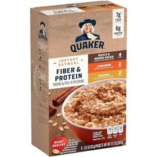 Quaker Instant 오트밀 섬유 단백질 버라이어티 팩 8 355ml(12.5온스), Quaker Instant 오트밀 섬유 단백질 버라이어, 1, 43g