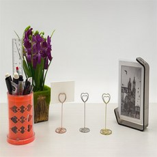 생활홍이 매장용 가격표 명함 메모꽂이 스탠드 하트 홍보홀더, 실버