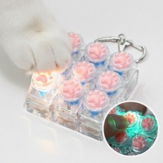 고양이 발바닥 led 키보드 클리커 딸깍이 키캡키링9구 케이스포함 9구전부 불이들어와요 불빛 캡 키링 키보드 테트리스 피젯 딸깍이, 1개