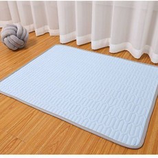 貓狗通用冰絲寵物墊 夏天涼感防滑不沾毛, 冰絲涼感藍色 50x70cm適用於30斤內寵物, 1個