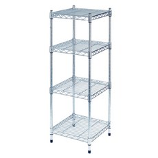 KIWISH奇意 46x46x90H耐重型四層置物架 鎖管款 四層架 鐵架 層架 收納架 鐵力士架 電器架 波浪架 免工具 架子 置物架 廚房層架 廚房收納架 廚房置物架, 星空銀, 4層