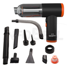 [TV홈쇼핑정품 인포벨]독일 몬타 토네이도팡팡 무선 차량 미니 청소기 휴대용 소형 에어건 LED 송풍기 노즐 틈새, UNIR-VAC-25(고급형), 블랙