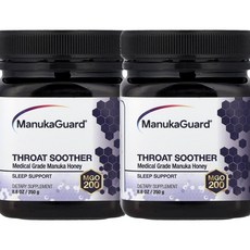 마누카가드 스로트 수더 마누카 허니 MGO 200 ManukaGuard Throat Soother Manuka Honey MGO 200 250g, 2개