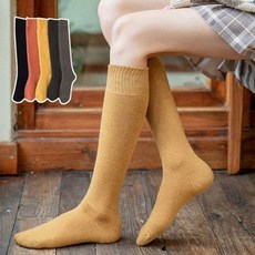 스타일 기본 쫀쫀 여성 미들기장 따뜻한 니삭스 기모, 카멜, 본상품선택