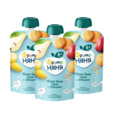FRUTO NYANYA Apple Banana With Cookie 프루토냐냐 사과바나나퓌레 위드 쿠키 90g, 3개, 사과바나나위드쿠키