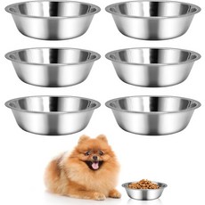 캐슨 6 PCS 소형 스테인리스강 개밥 실내 야외용 대체 금속 강아지 사료용 물그릇 세트 수트 작은 동물용 반려동물 접시 식기세척기 안전4.3인치, 4.3 in dia.
