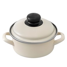 ELO IH電磁爐適用Cream Harmony計量刻度琺瑯雙耳鍋, 象牙白, 1個, 14cm