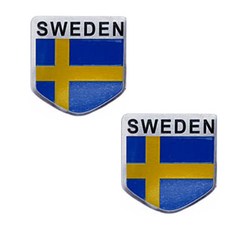 1+1 자동차 오토바이 국기 모양 엠블럼 스티커 / 방패형, 스웨덴1+1
