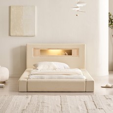 삼익가구 포레티 편백나무 LED조명 가죽 침대 SS Q LK, 그레이_오픈형_매트제외