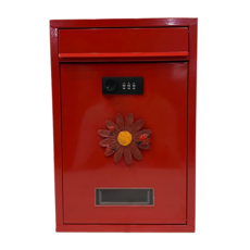 密碼鎖信箱 21.5x8.5x32cm 波斯花信箱, 密碼鎖紅-紅波斯