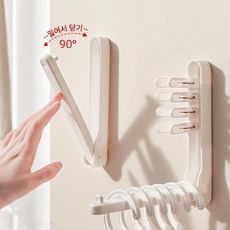 무타공 접이식 옷걸이 수납 거치대 벽면 다용도 빨래집게 행거 정리랙, 2개, 흰색