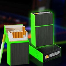 특이한 고급 usb 라이터 겸용 야광 20개피 슬림 방수 담배 케이스 파우치 w625, wc625 실버, 1개